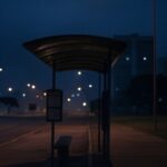 Rua noturna em Brasília com iluminação pública deficiente, expondo negligência em segurança pedestre.