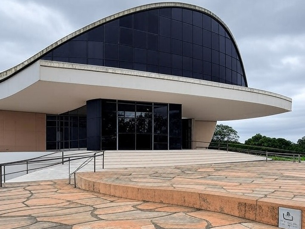 Edifício da CLDF em Brasília com rampa de acessibilidade quebrada, simbolizando falhas na inclusão de deficientes e autistas no DF.