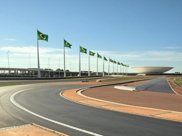 Pista da Corrida de Reis em Brasília com elementos de inclusão para atletas cegos e falhas na acessibilidade.