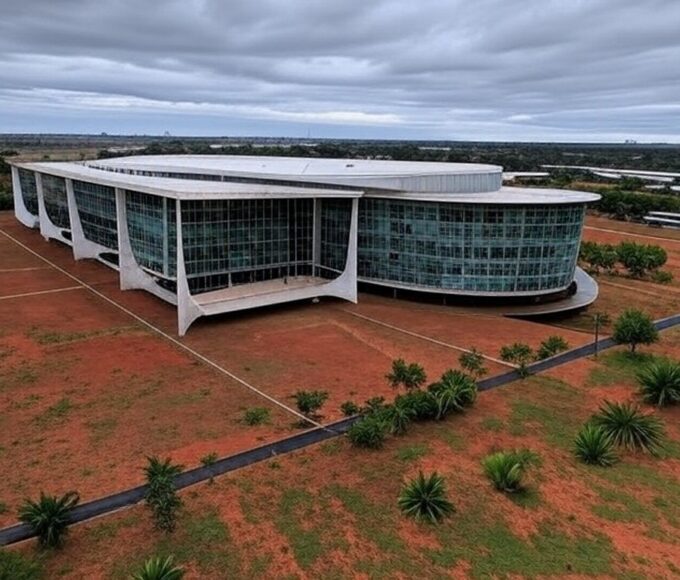 Sede da CLDF em Brasília com céu nublado, representando lei controversa de hidrogênio e dúvidas ambientais no DF.