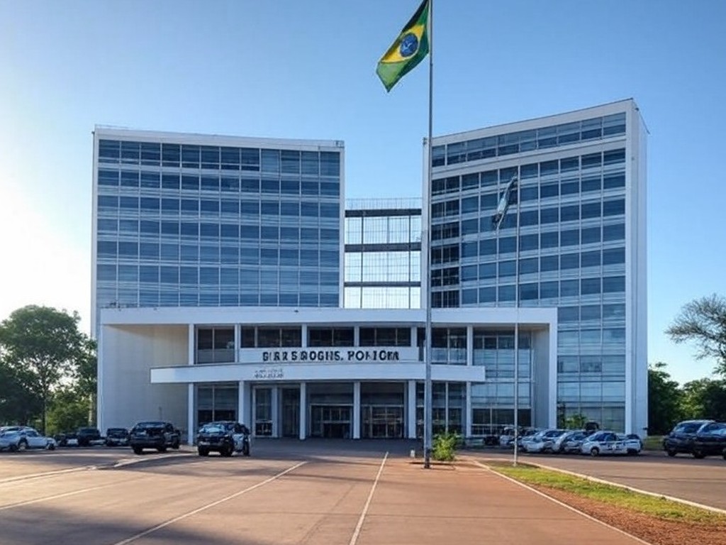 Fachada da sede da Polícia Federal em Brasília, representando autoridade e debate sobre sanções no Brasil.