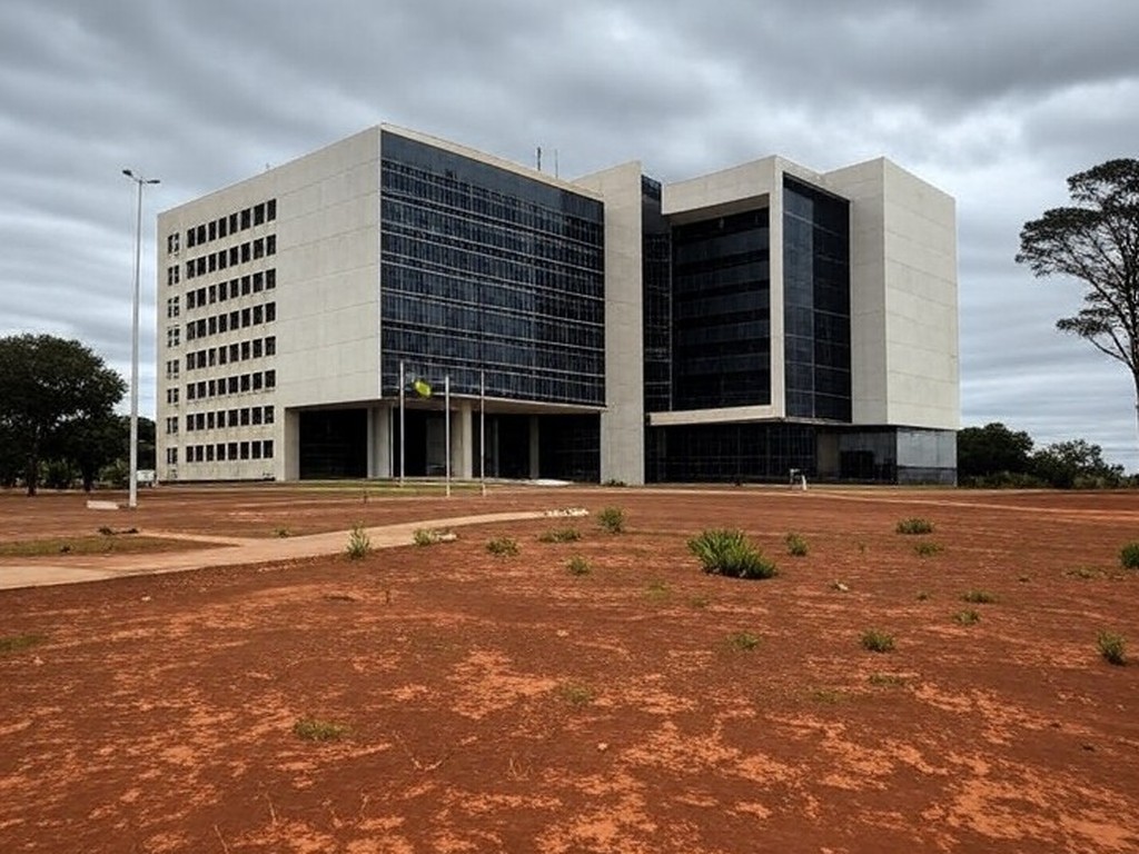 Edifício do TJDFT em Brasília com bandeiras a meio mastro, simbolizando luto pela morte de desembargador.