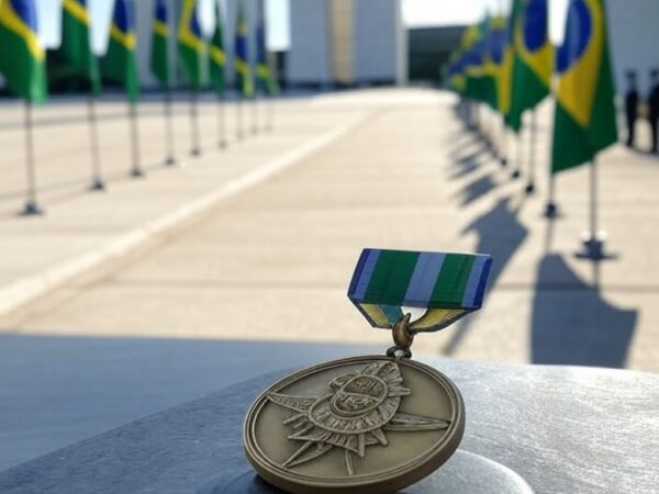 Medalha do Exército Brasileiro em cerimônia, representando premiação e debates sobre igualdade de gênero no Brasil.