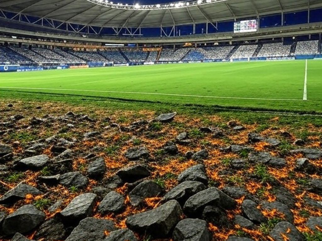 Estádio de futebol em Brasília com placar de vitória apertada do Gama no Candangão 2026.