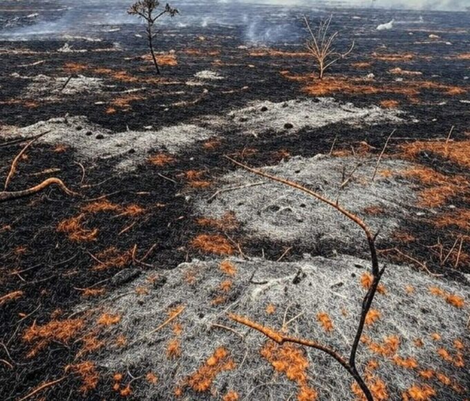 Queimada persistente no Cerrado do DF, com fogo e fumaça, apesar de nova lei aprovada pela CLDF.