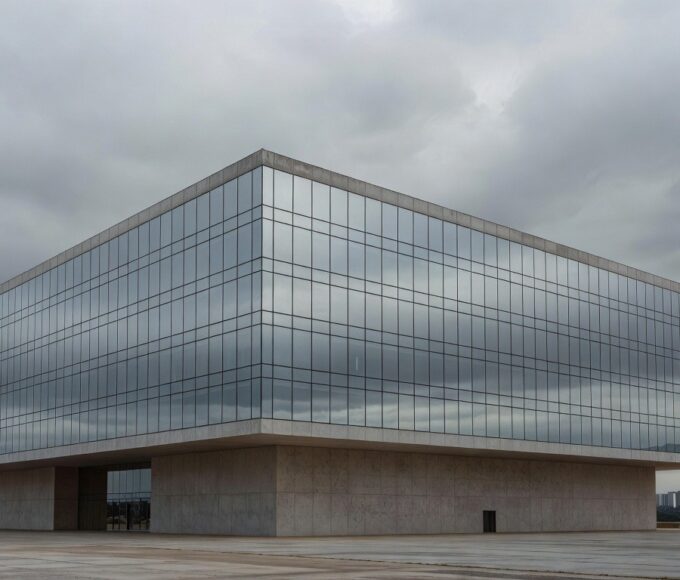 Edifício da CLDF em Brasília com grades danificadas sob chuva, expondo falhas na proteção a mulheres e idosos no DF.