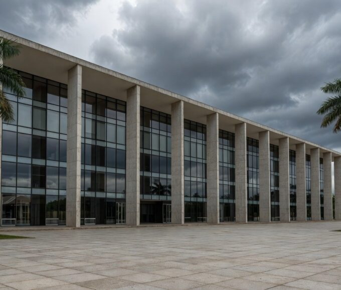 Fachada da Câmara Legislativa do DF em Brasília, com céu nublado, representando debate sobre atrasos na luta contra supremacismo.