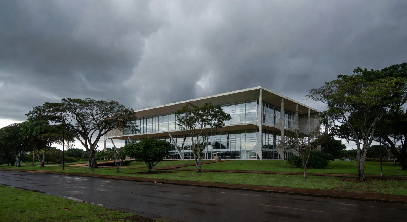 Edifício da CLDF em Brasília sob céu nublado, representando críticas ao BRB por falta de transparência.
