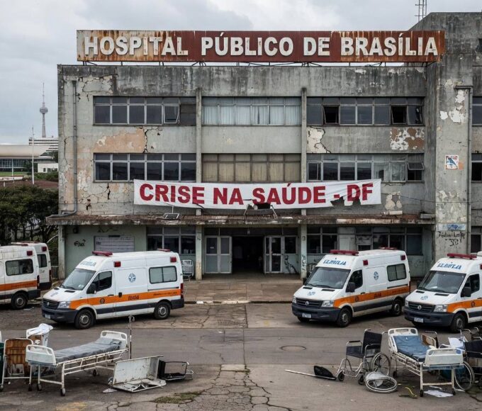 Hospital público em Brasília com sinais de deterioração, representando falhas na saúde do DF.