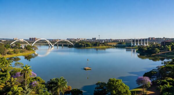Vista do Lago Paranoá em Brasília, simbolizando suspensão de licitação para ponte.