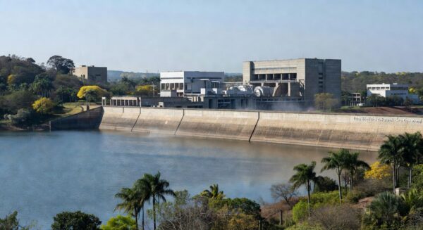 Vista da Usina Hidrelétrica do Paranoá em Brasília, impulsionando sustentabilidade no DF.