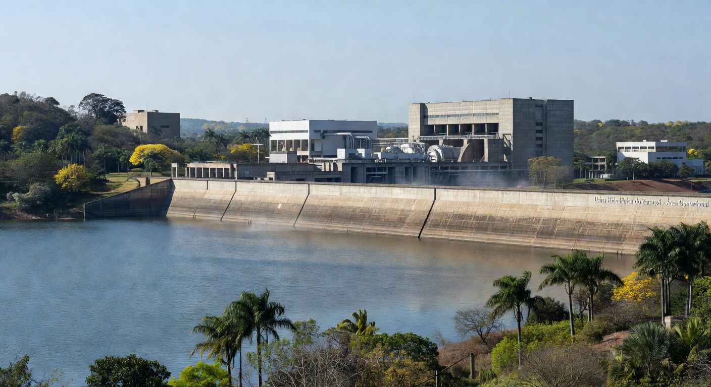 Vista da Usina Hidrelétrica do Paranoá em Brasília, impulsionando sustentabilidade no DF.