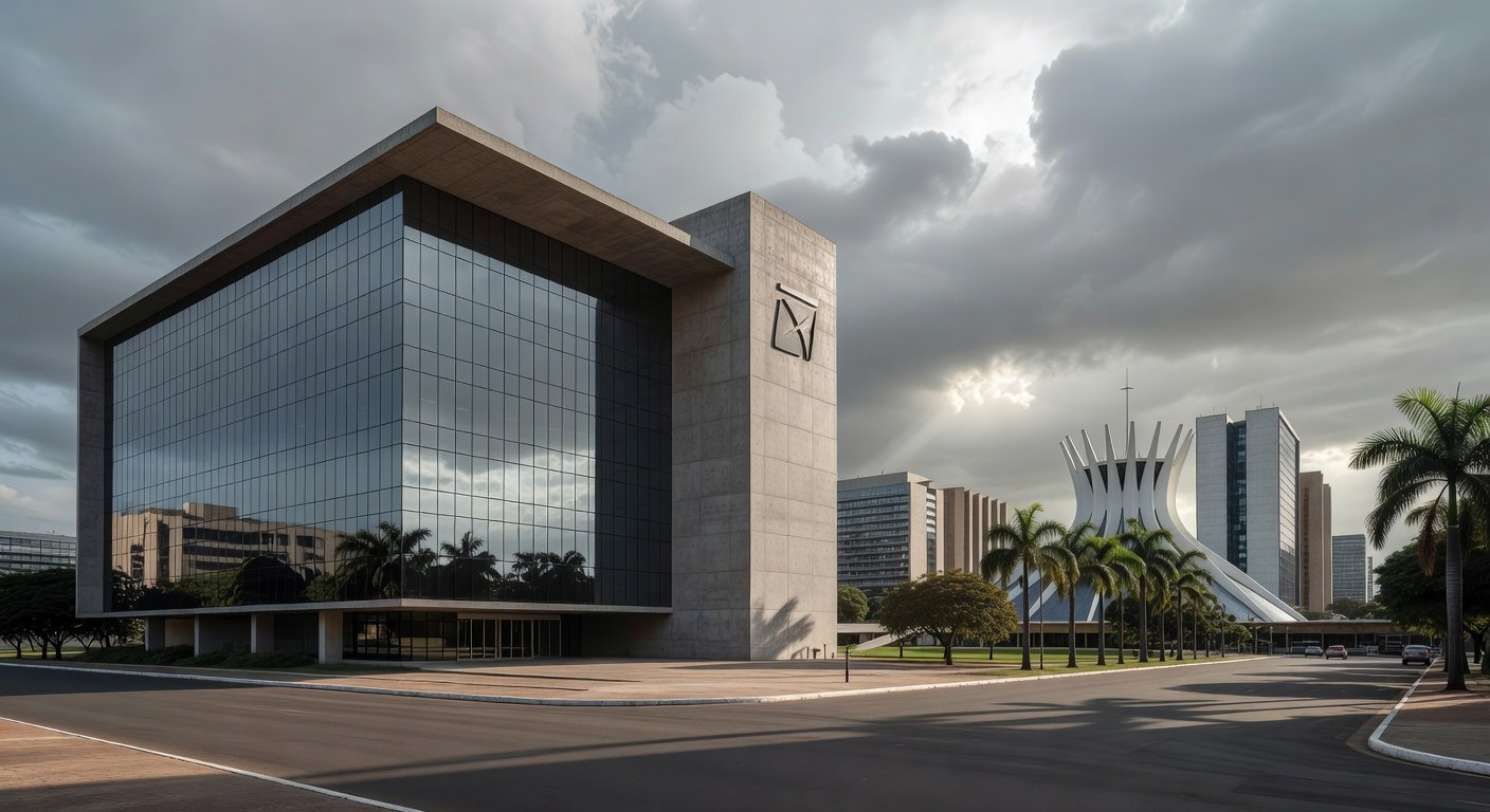 Fachada do edifício do BRB em Brasília, destacando falhas na gestão aprovadas pela CCJ da CLDF.