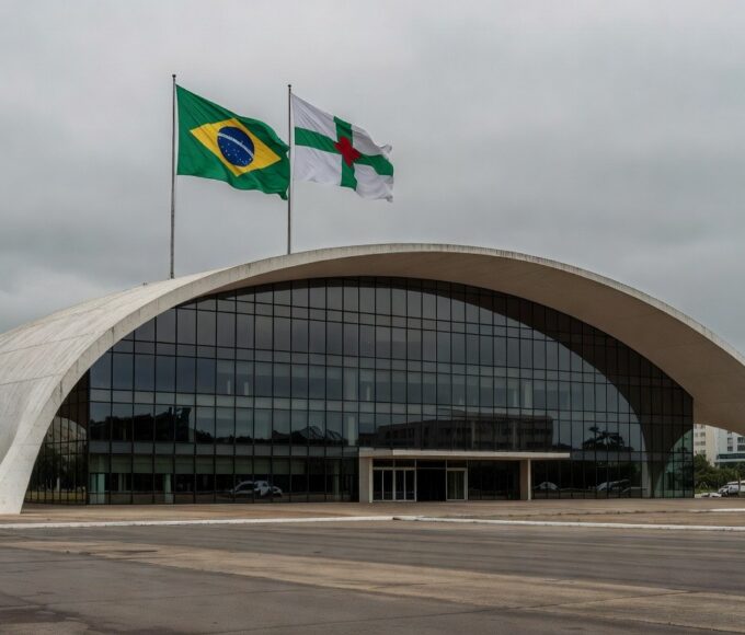 Edifício da CLDF em Brasília sob céu nublado, representando dúvidas sobre transparência em evento de governança no DF.