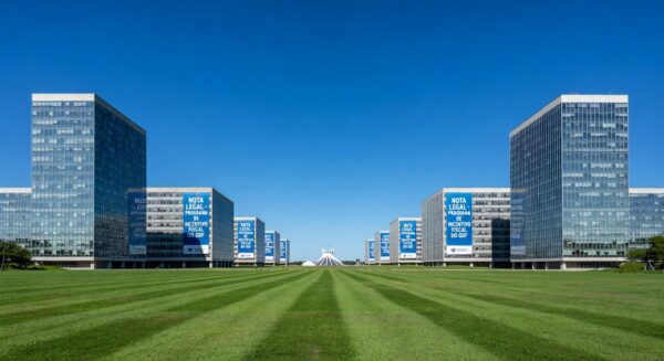 Vista da Esplanada dos Ministérios em Brasília, representando o programa Nota Legal do DF com 1,6 milhão de participantes para sorteio.
