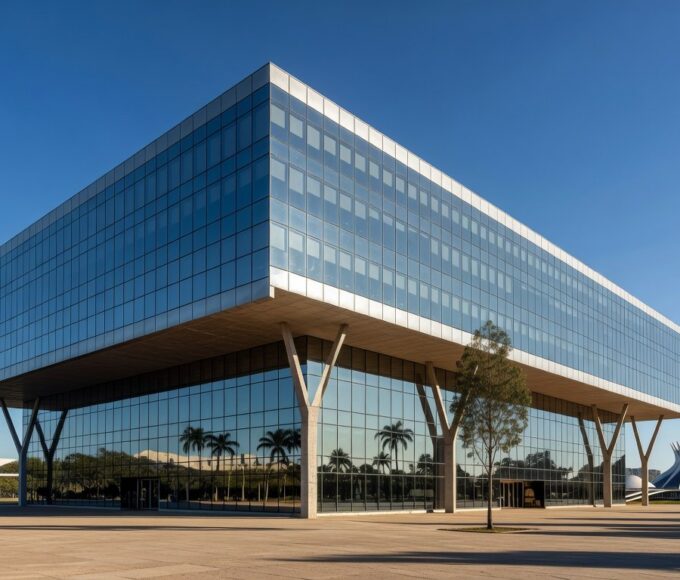 Edifício de banco em Brasília representando negociação de ativos entre fundo de investimento, Banco Master e BRB por R$ 15 bilhões.