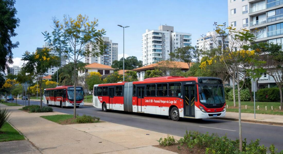 Ônibus urbanos no Paranoá Parque, DF, com ampliação de viagens e ajustes em itinerários.