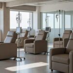Estrutura precária de sala de infusão no Hospital de Base em Brasília