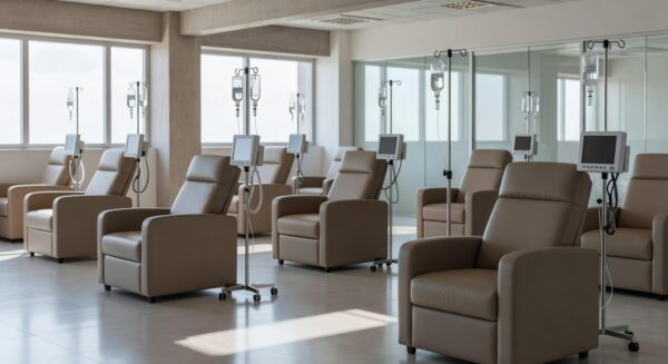 Estrutura precária de sala de infusão no Hospital de Base em Brasília