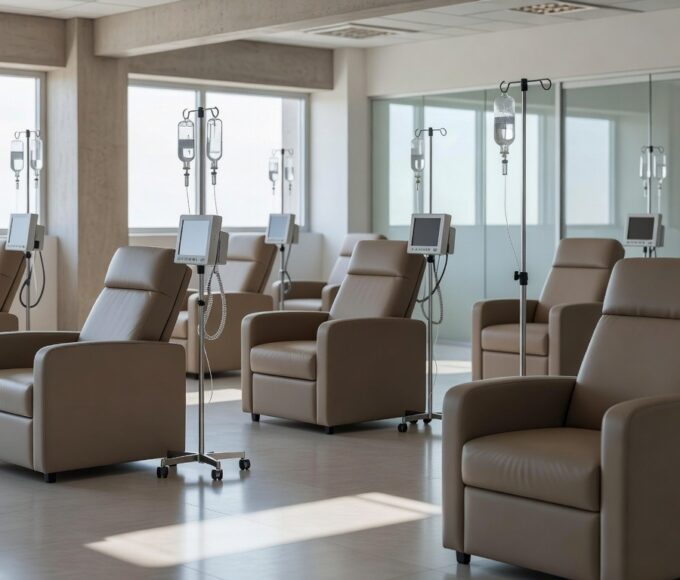 Estrutura precária de sala de infusão no Hospital de Base em Brasília