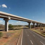 Viaduto do Jardim Botânico na DF-001 em Brasília com tráfego fluindo