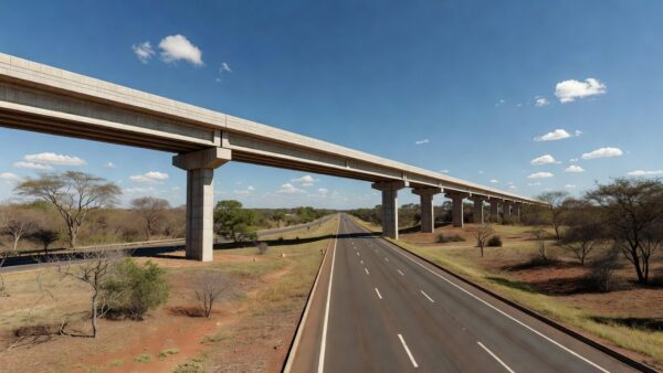 Viaduto do Jardim Botânico na DF-001 em Brasília com tráfego fluindo