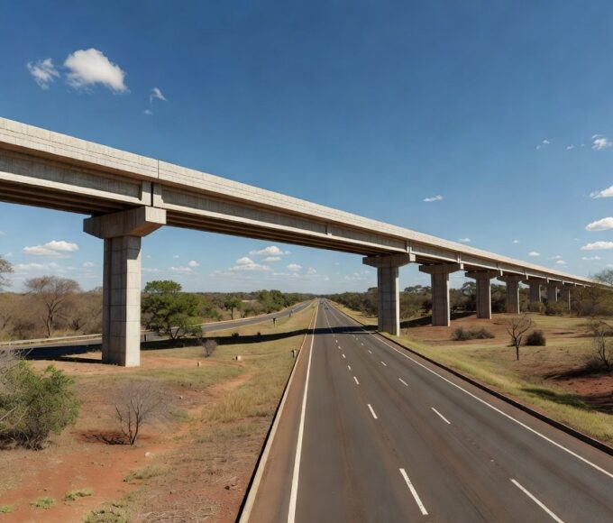 Viaduto do Jardim Botânico na DF-001 em Brasília com tráfego fluindo