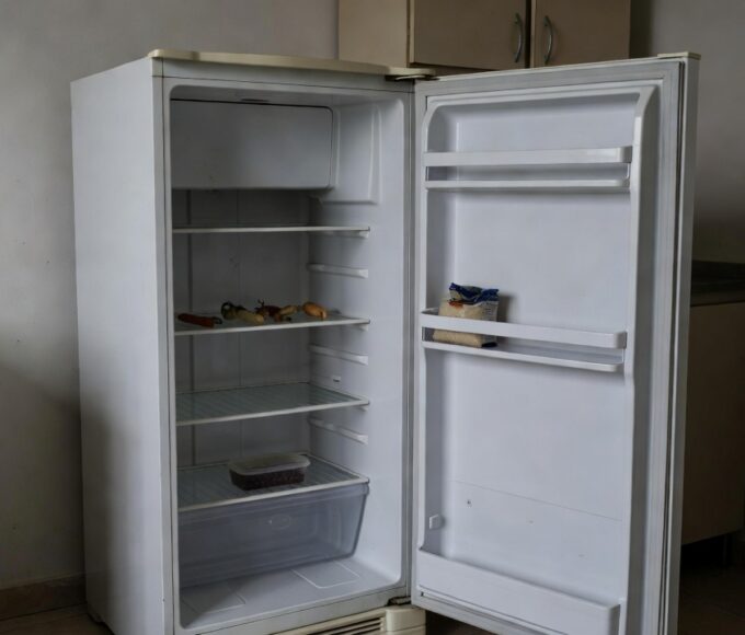 Geladeira com alimentos escassos representando insegurança alimentar entre idosos no DF