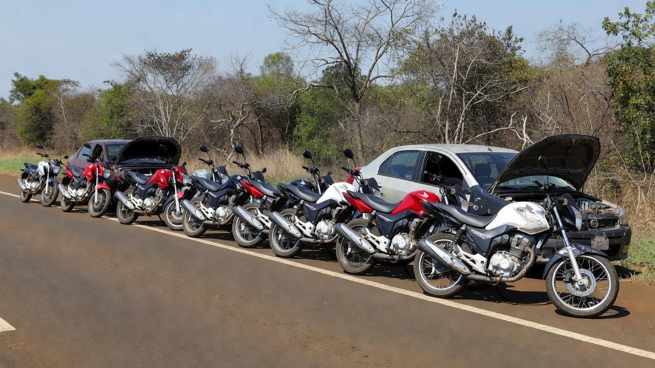 Operação do DER-DF com motos removidas no Lago Norte, Brasília