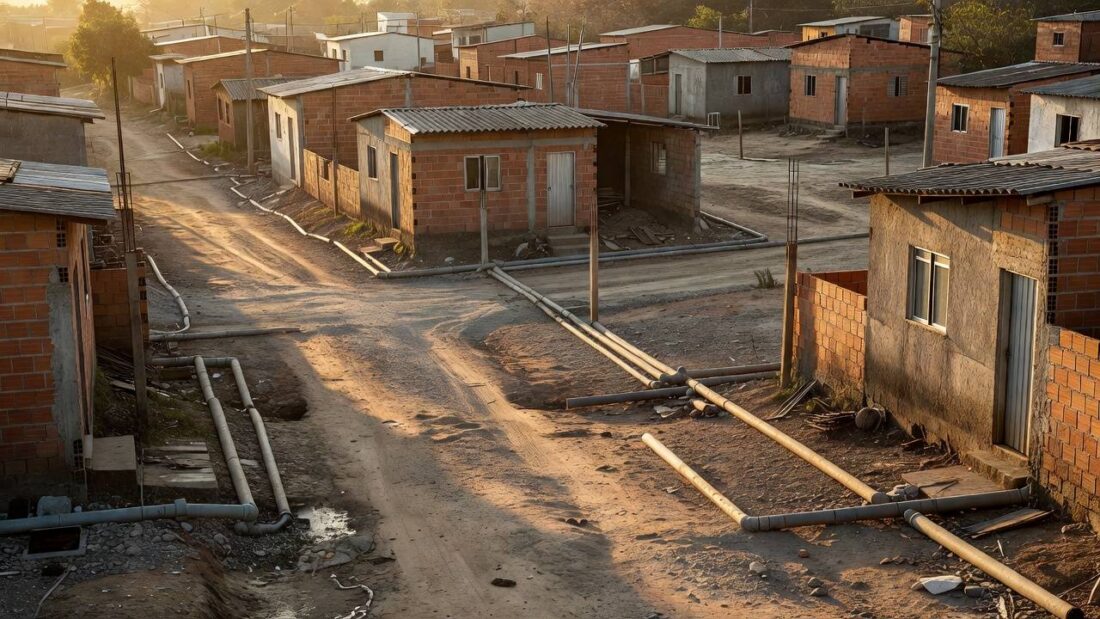 Área urbana de Ceilândia com infraestrutura precária e falhas estruturais no DF