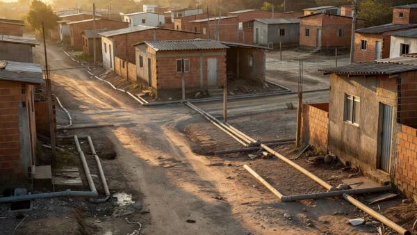 Área urbana de Ceilândia com infraestrutura precária e falhas estruturais no DF