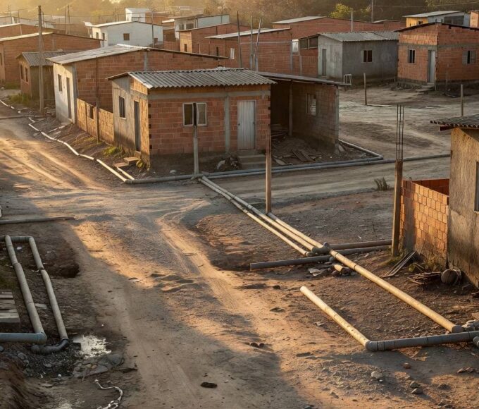 Área urbana de Ceilândia com infraestrutura precária e falhas estruturais no DF