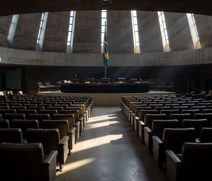 Plenário da Câmara Legislativa com documentos durante concessão de título honorário