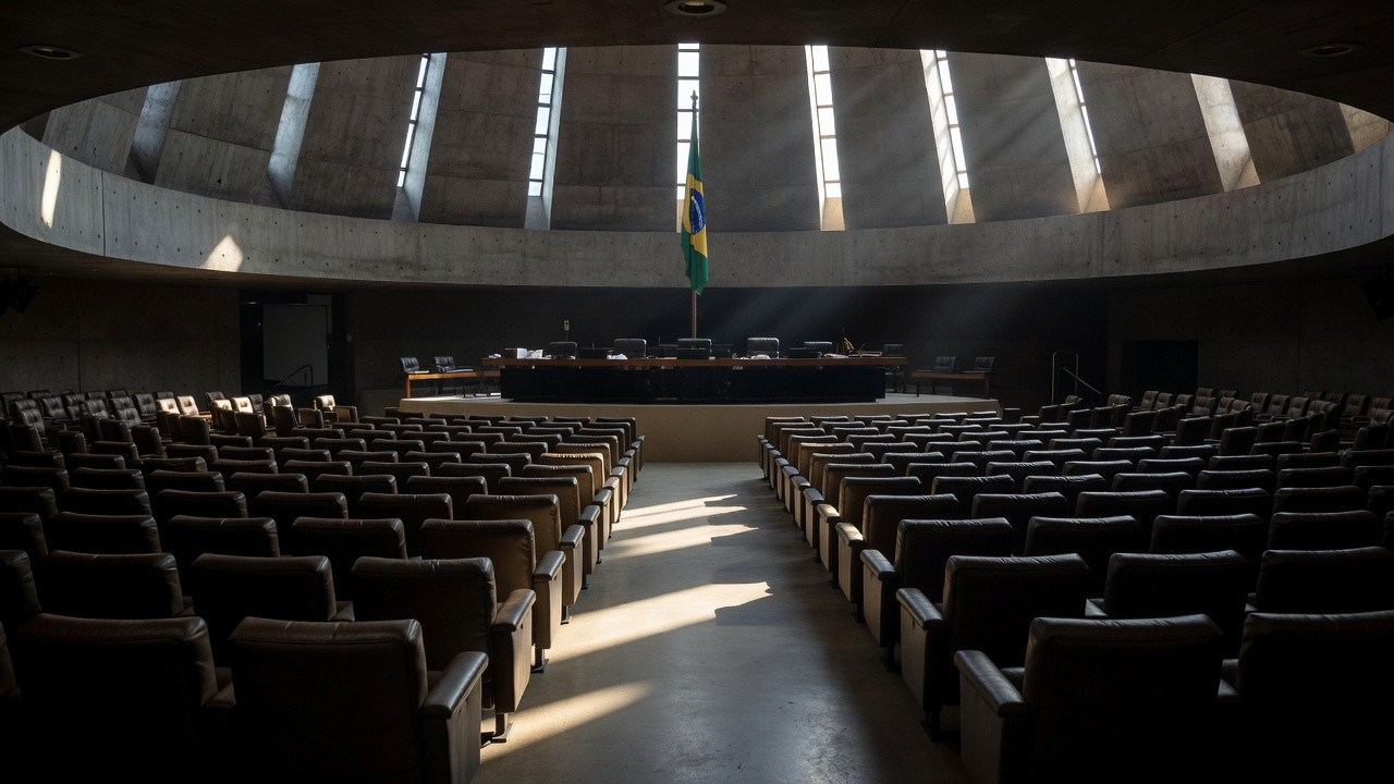 Plenário da Câmara Legislativa com documentos durante concessão de título honorário