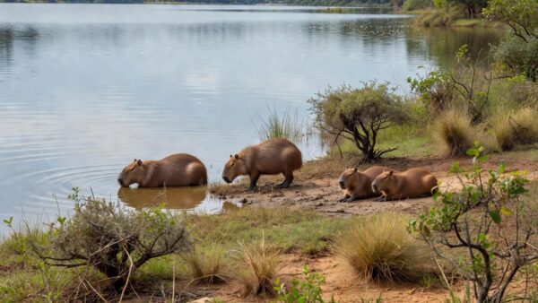 Capivaras monitoradas no Lago Paranoá em Brasília