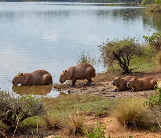 Capivaras monitoradas no Lago Paranoá em Brasília