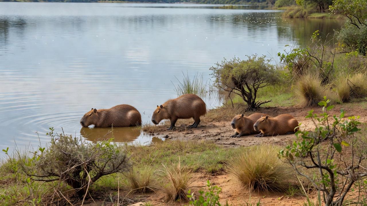 Capivaras monitoradas no Lago Paranoá em Brasília