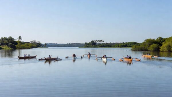 Canoas havaianas no Lago Paranoá na abertura da temporada