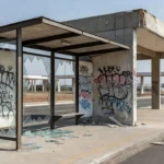Monumento público vandalizado em Brasília com pichações e danos
