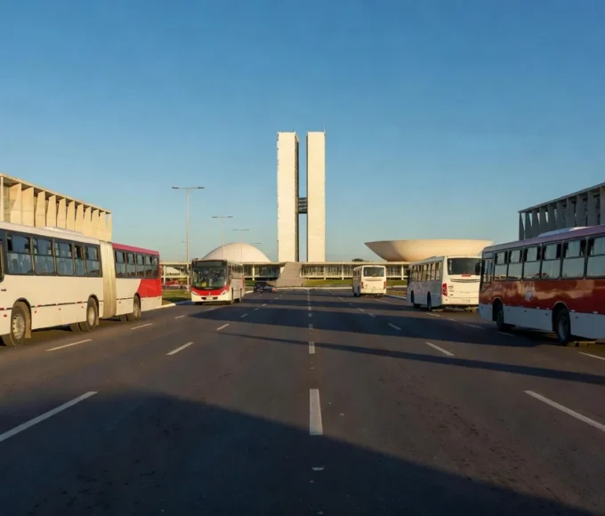 Terminal de ônibus vazio no DF simbolizando limbo do passe livre estudantil