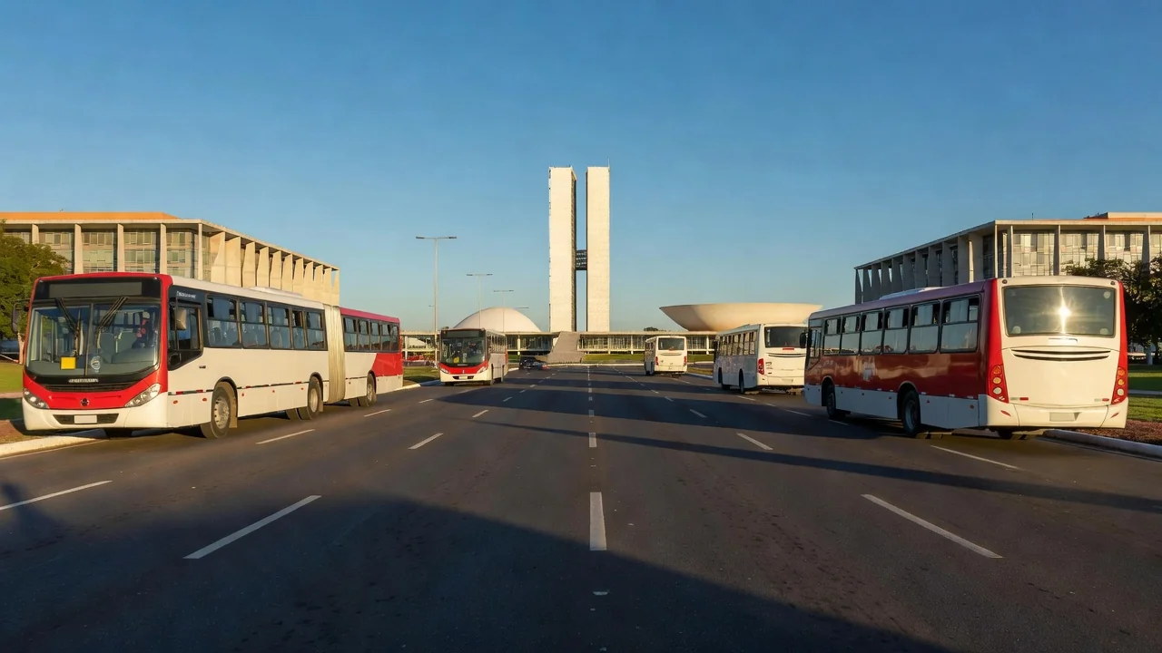 Terminal de ônibus vazio no DF simbolizando limbo do passe livre estudantil