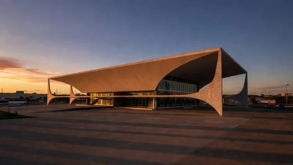 Palco de rock brasileiro com instrumentos em Brasília