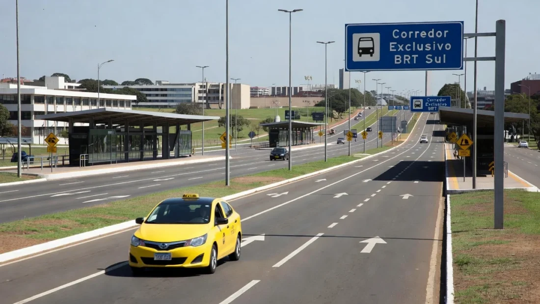 Táxi no corredor BRT Sul em Brasília autorizado por 90 dias