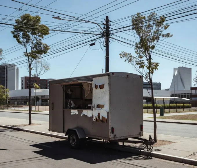 Trailer em Itapoã com fios elétricos expostos após acidente