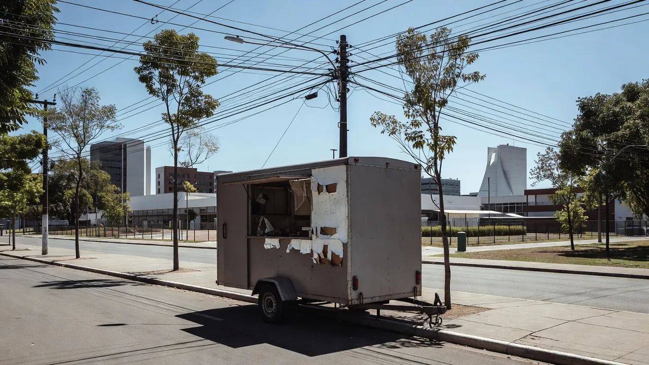 Trailer em Itapoã com fios elétricos expostos após acidente