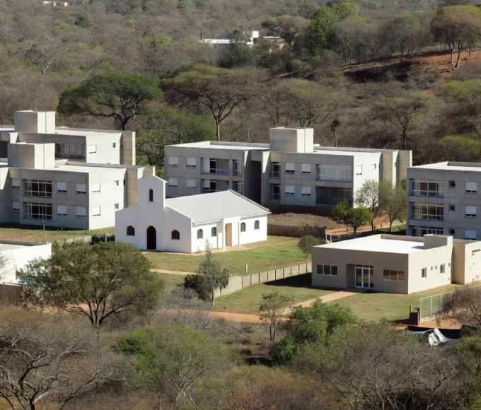 Área residencial do Plano Piloto em Brasília com templo e clínica integrados