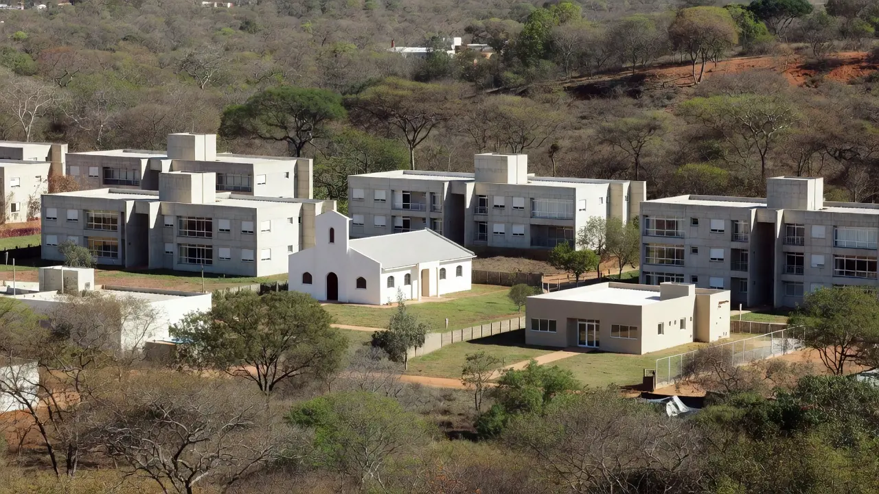 Área residencial do Plano Piloto em Brasília com templo e clínica integrados