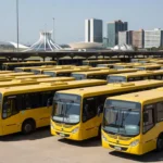 Frota de ônibus em terminal rodoviário de Brasília após acordo com rodoviários do DF