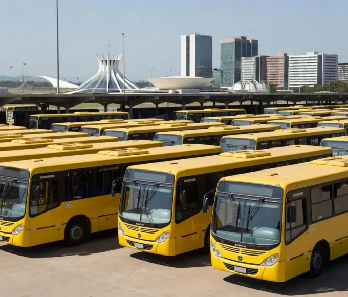 Frota de ônibus em terminal rodoviário de Brasília após acordo com rodoviários do DF