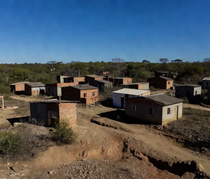 Ocupação do Noroeste em Brasília com casas de famílias beneficiadas pelo GDF
